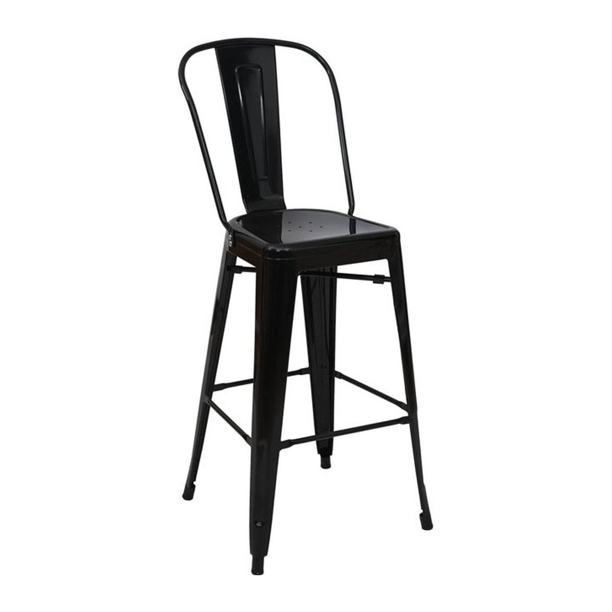 Barhocker MCW-A73 Tresenhocker mit Lehne aus Metall im Industrial Design, Schwarz - Bild 1