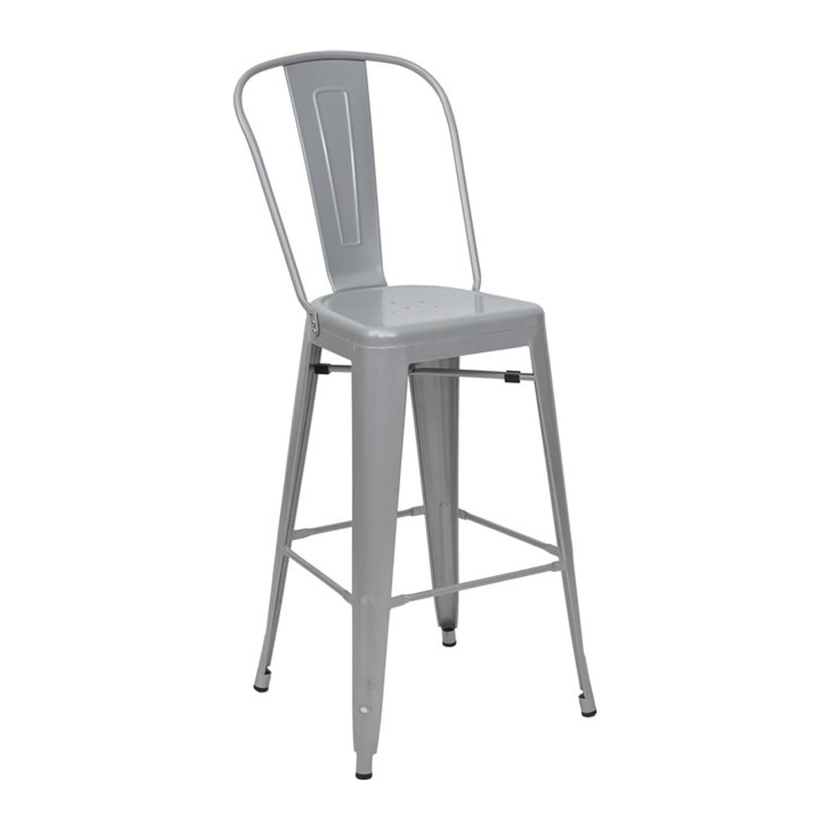 Barhocker MCW-A73 Tresenhocker mit Lehne im Industrial Design aus Metall, Grau - Bild 1