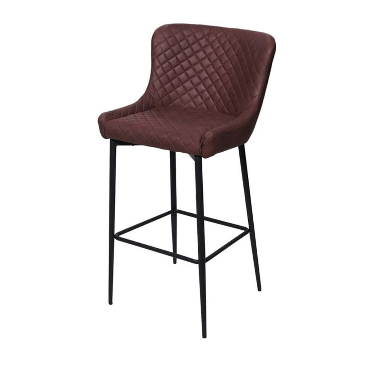 Barhocker MCW-H79 Tresenhocker im Retro-Design mit Stoffbezug und Metallfußablage in Braun - Bild 1