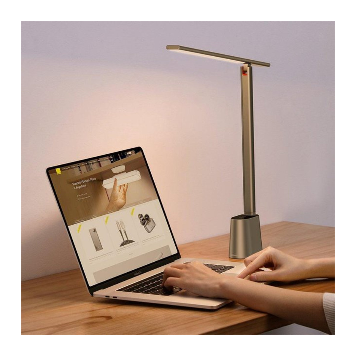 Baseus Kabellose LED-Schreibtischlampe mit Smart Eye Schutz, Grau - Bild 2