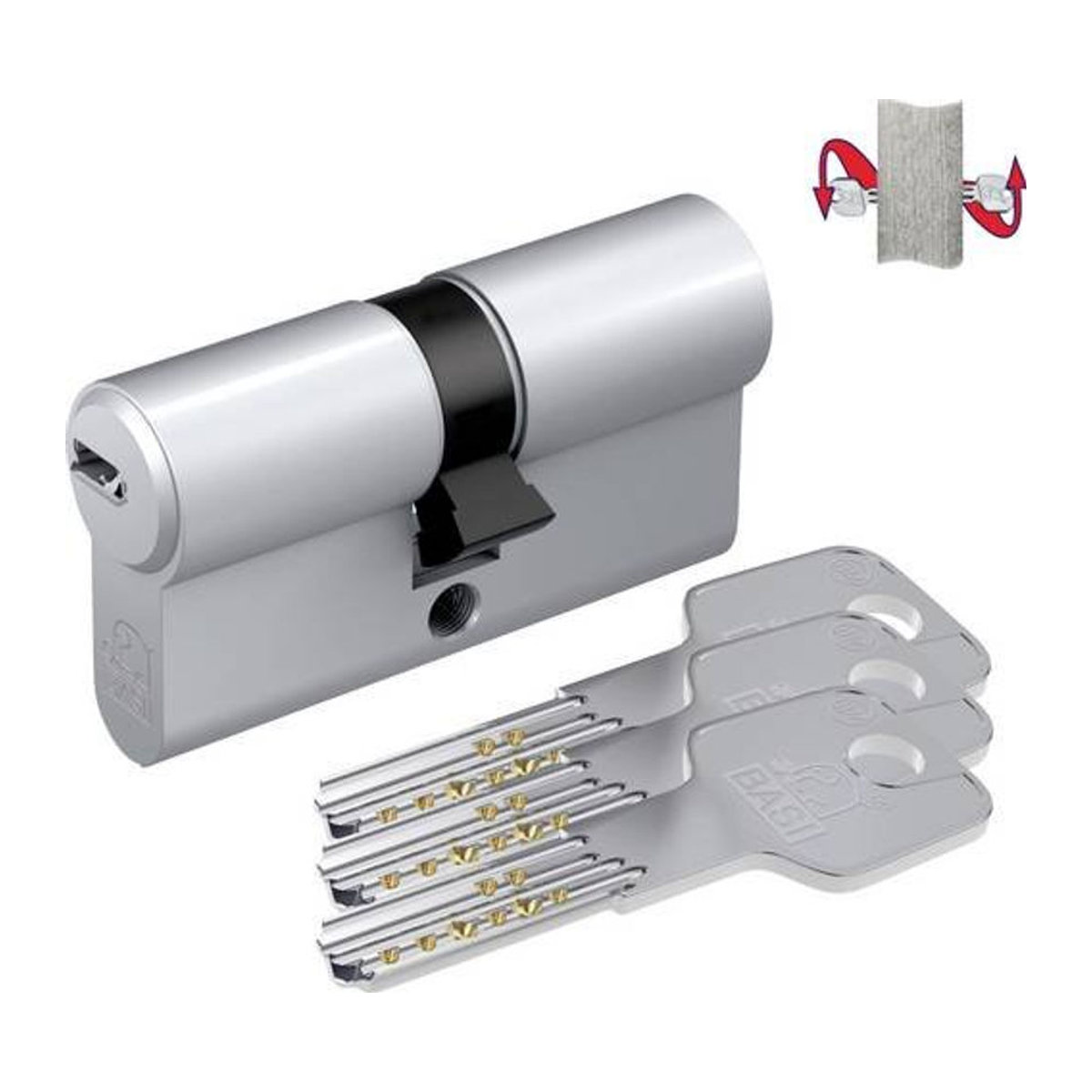 BASI Profil-Doppelzylinder BM5201-2035-0040 in Silber, Maße: 50/65 mm - Bild 1
