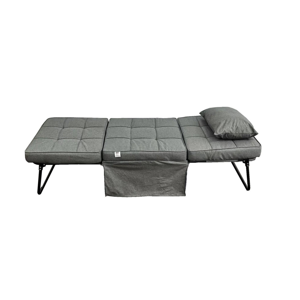 Bass Polska Ausklappbarer 2-in-1 Hocker in Grau mit Stoffbezug und Metallgestell - Bild 2