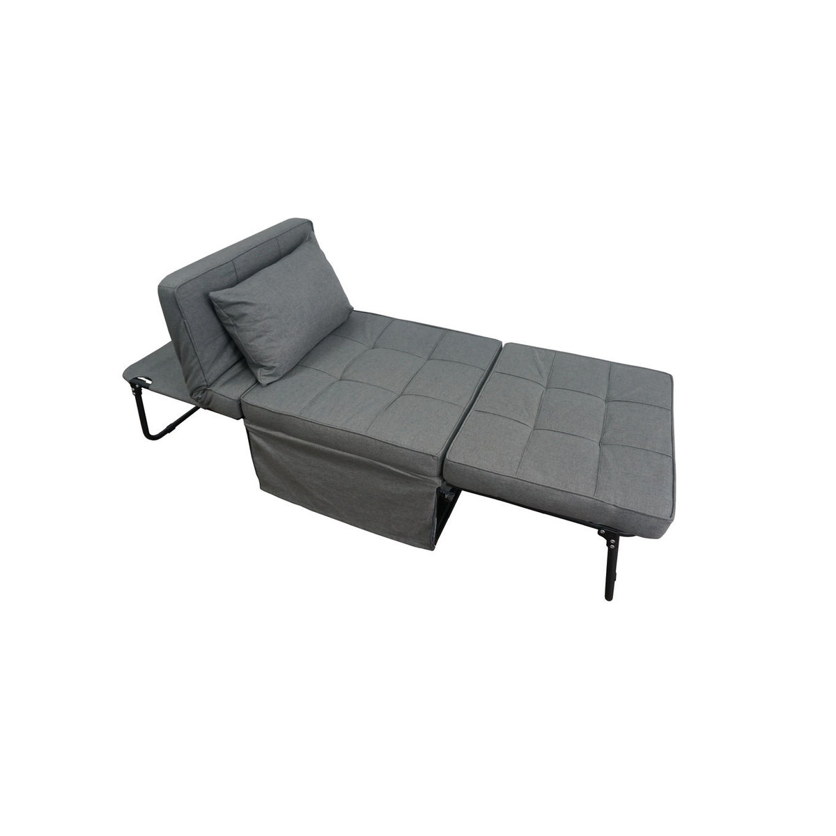 Bass Polska Ausklappbarer 2-in-1 Hocker in Grau mit Stoffbezug und Metallgestell - Bild 3