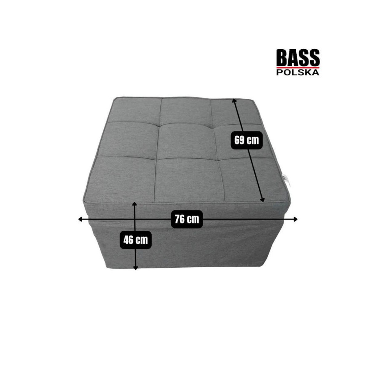 Bass Polska Ausklappbarer 2-in-1 Hocker in Grau mit Stoffbezug und Metallgestell - Bild 7