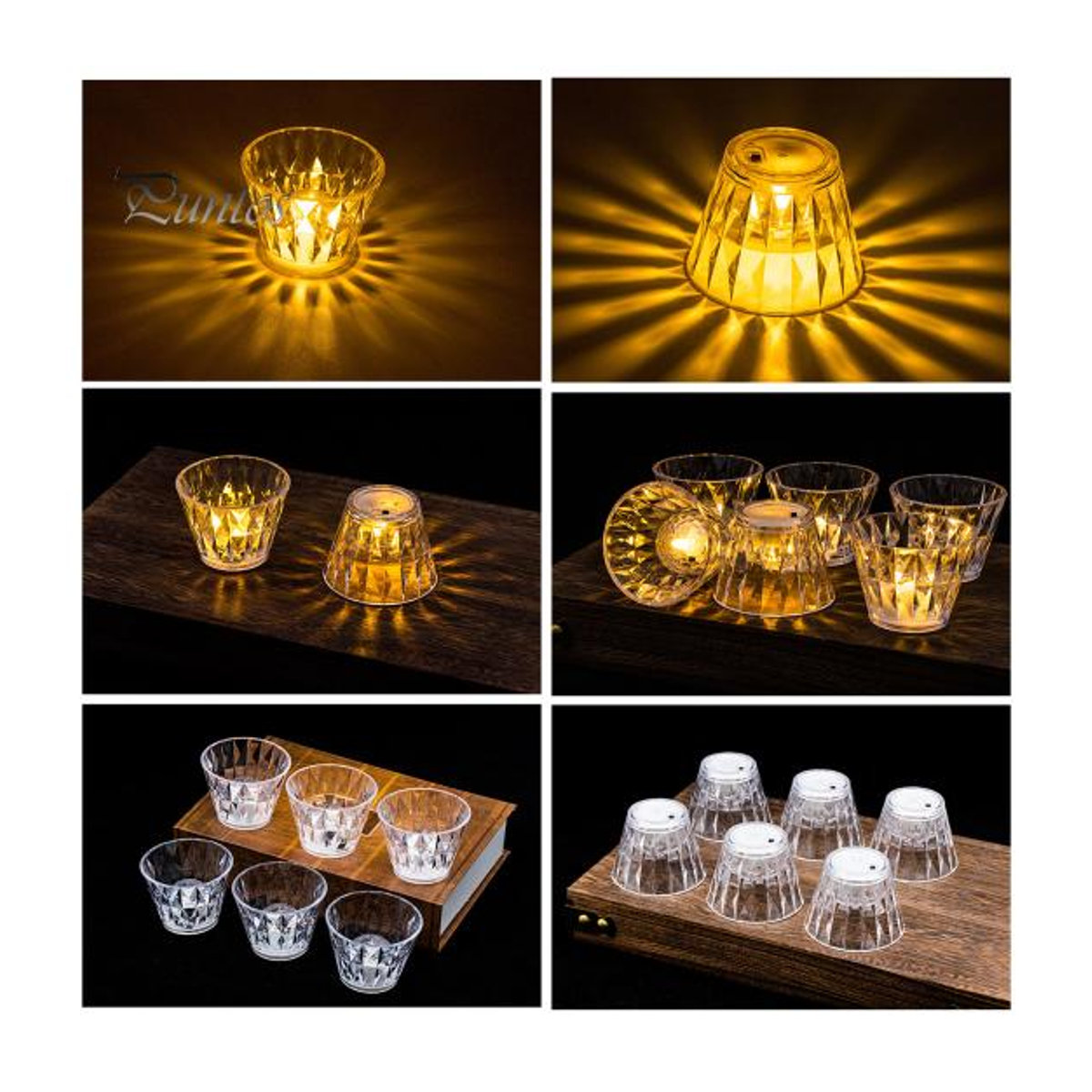 Batteriebetriebene LED-Nachttischlampe aus Acryl in Kunstkristall-Optik mit 3 Farben und warmweißem Licht - Bild 8