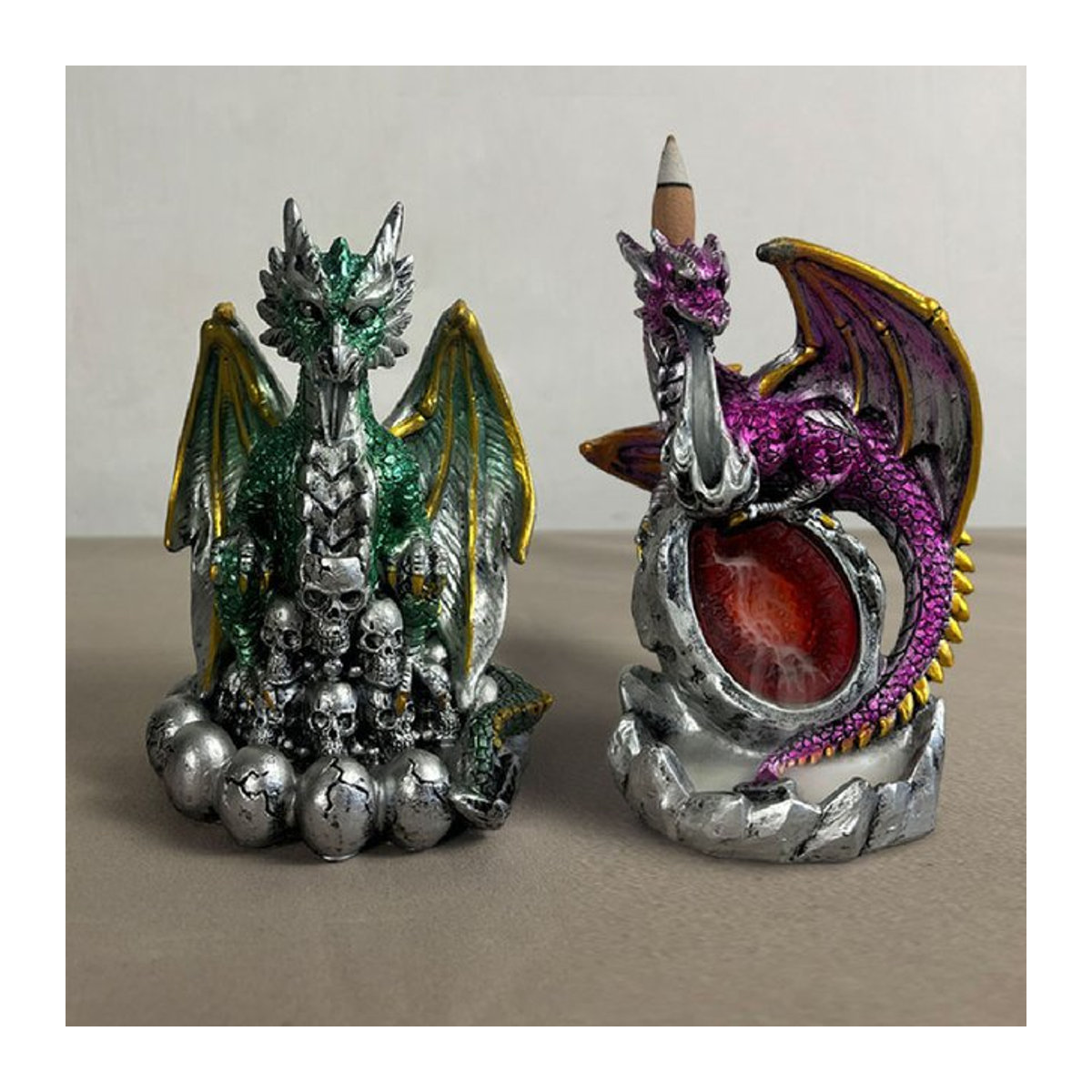 Battle Dragon Rückfluss-Weihrauchbrenner aus Kunstharz in mehrfarbigem Tier-Design für Yoga und Dekoration - Bild 1