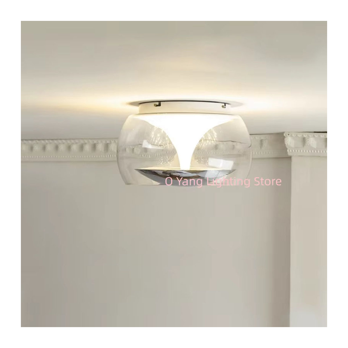 Bauhaus LED-Deckenleuchte aus Glas im Retro-Design, kreisförmige Innenbeleuchtung, Durchmesser: 42 cm - Bild 3