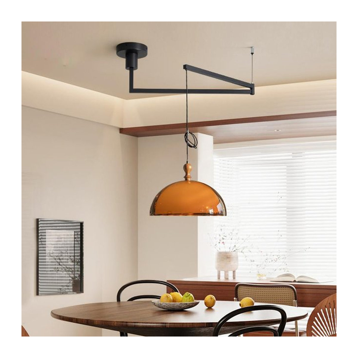 Bauhaus Pendelleuchte Retro Design in Braun und Orange mit LED und Glaselementen - Bild 1