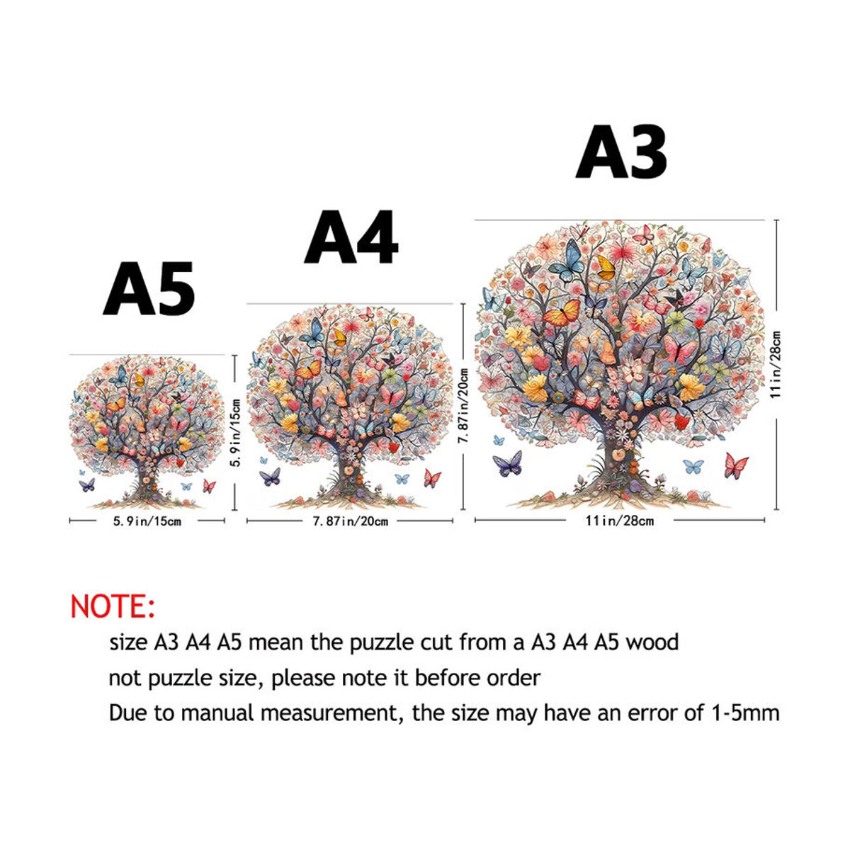Baum des Lebens Holzpuzzle in unregelmäßiger Form als mehrfarbiges Dekorationsobjekt und anspruchsvolles Spielzeug für Erwachsene - Bild 3