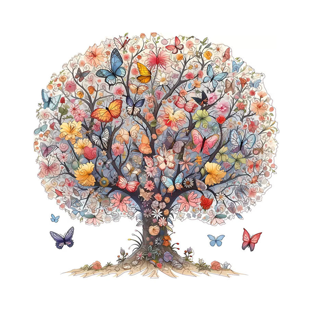 Baum des Lebens Holzpuzzle in unregelmäßiger Form als mehrfarbiges Dekorationsobjekt und anspruchsvolles Spielzeug für Erwachsene - Bild 4