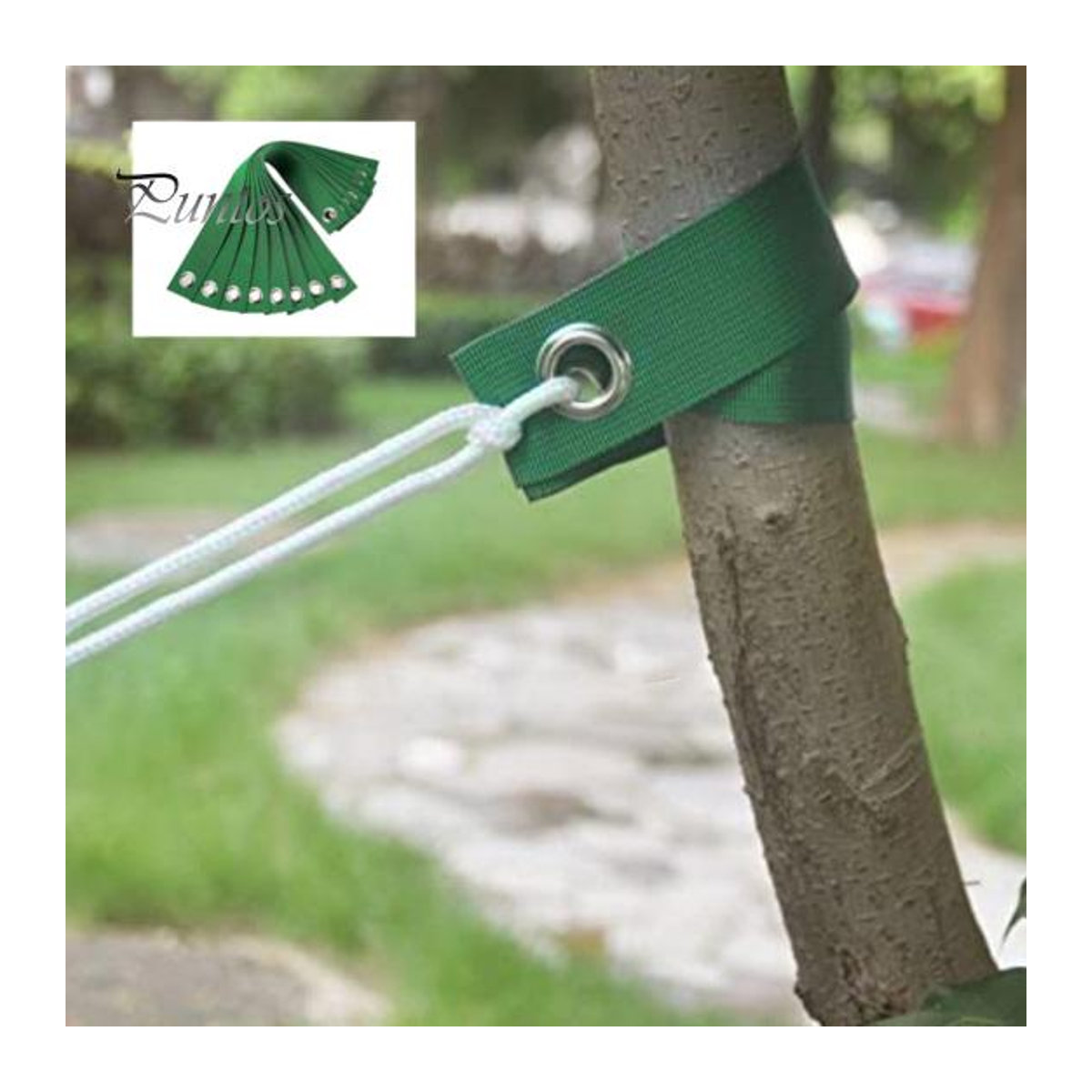 Baumstützgurte mit Metallschnallen zum Abstecken und Aufrichten von Setzlingen, Hurrikanschutz, Schwarz, Beautiful Garden - Bild 1