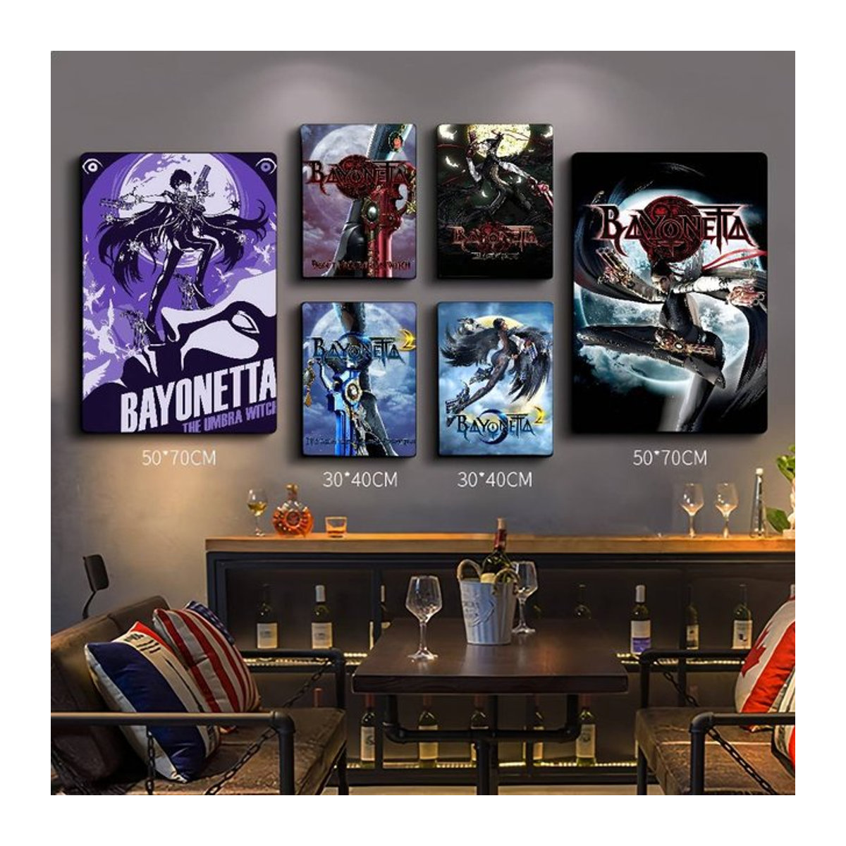 Bayonetta Anime Vintage Poster Porträt Wandkunst in Hochformat und Mehrfarbig - Bild 1