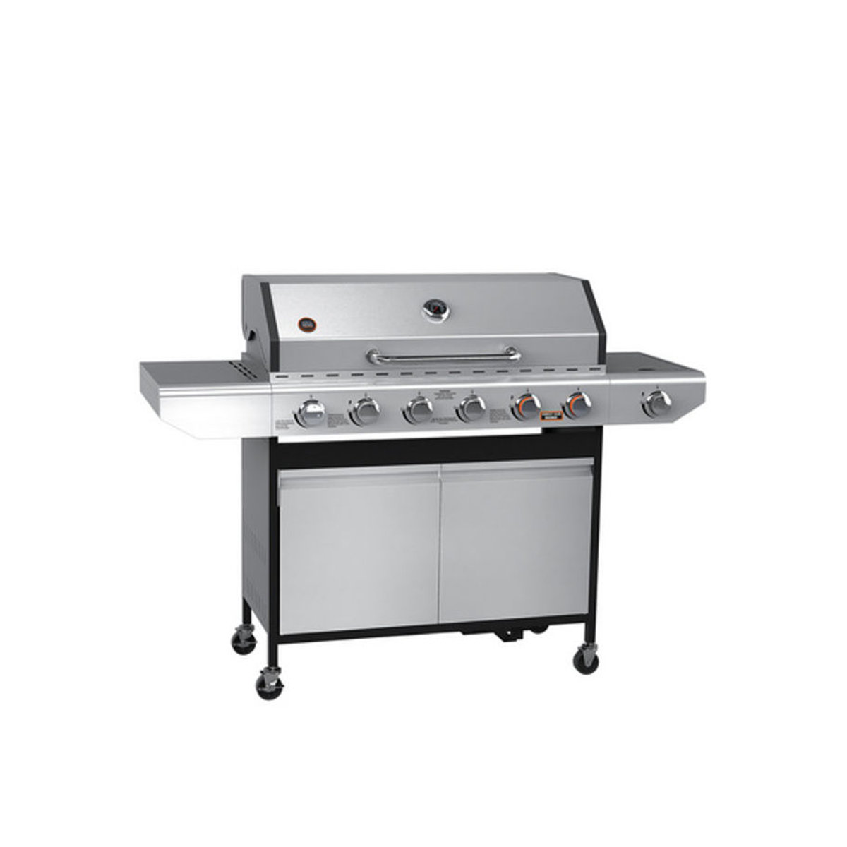 BBQ Hero Gasgrill mit 6 Brennern und Unterschrank in Silber und Schwarz - Bild 2