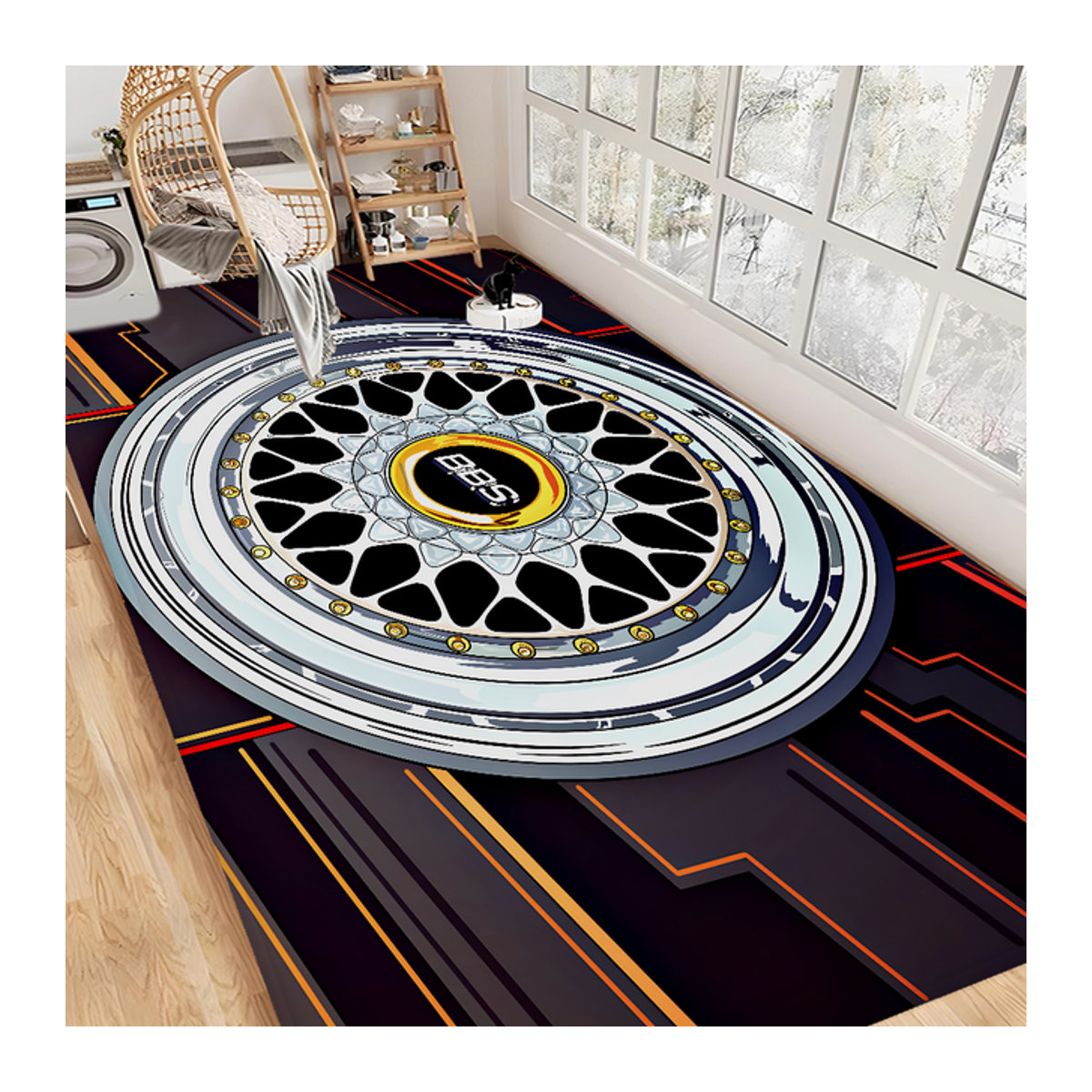 BBS Rutschfeste und waschbare Raummatte in Mehrfarbig mit Print für Wohnzimmer, Küche und Sofa - Bild 1