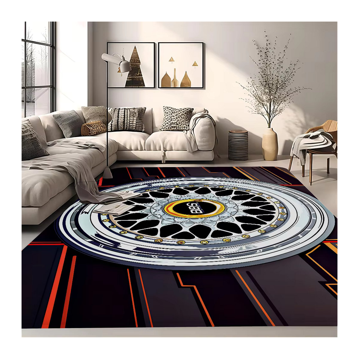 BBS Rutschfeste und waschbare Raummatte in Mehrfarbig mit Print für Wohnzimmer, Küche und Sofa - Bild 2