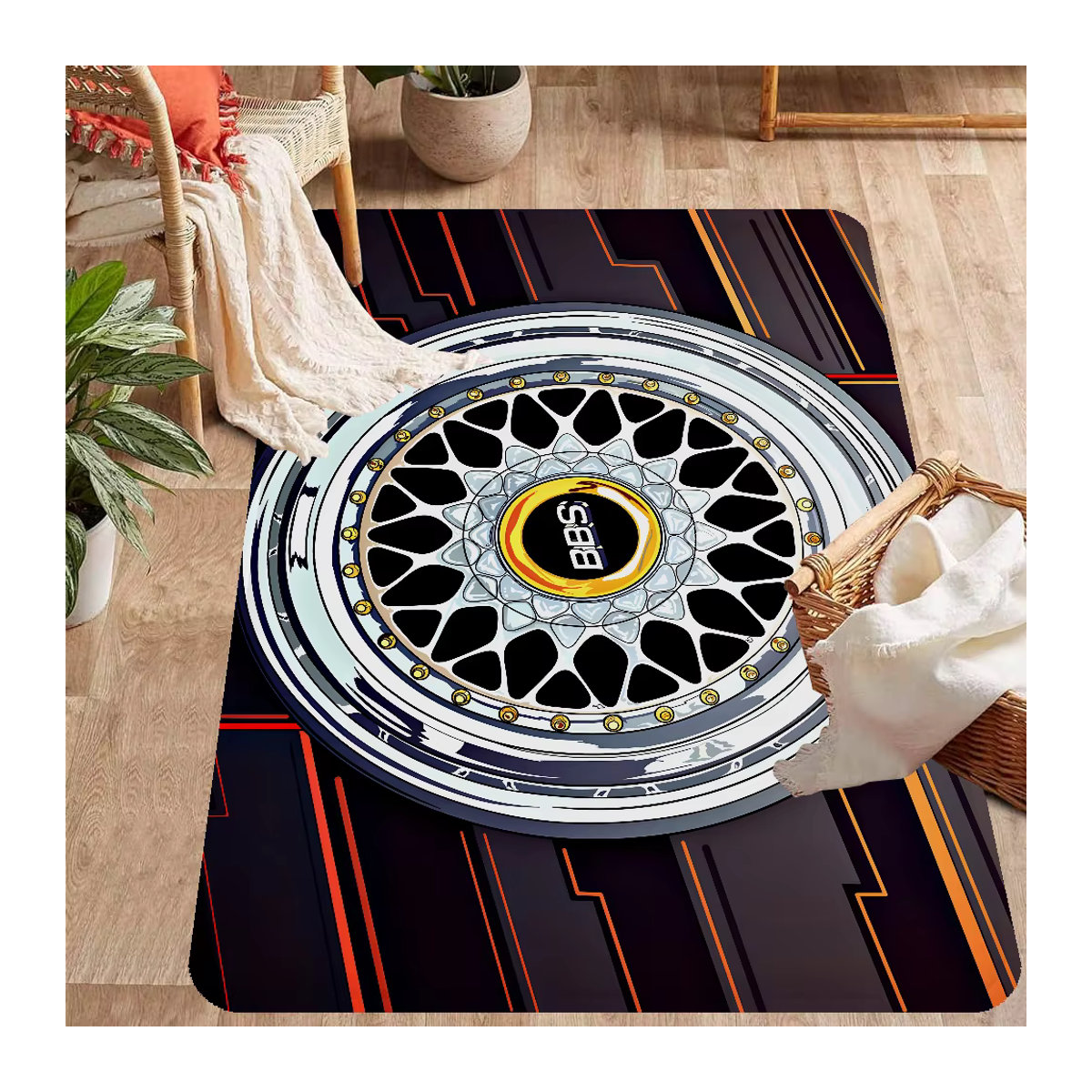 BBS Rutschfeste und waschbare Raummatte in Mehrfarbig mit Print für Wohnzimmer, Küche und Sofa - Bild 3