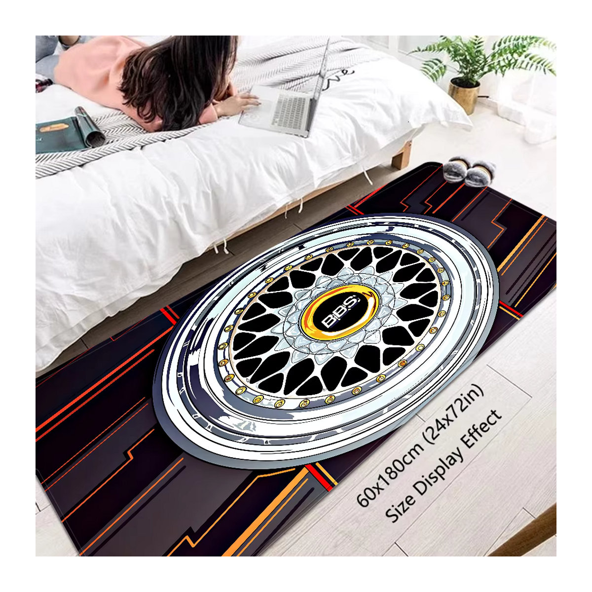 BBS Rutschfeste und waschbare Raummatte in Mehrfarbig mit Print für Wohnzimmer, Küche und Sofa - Bild 4