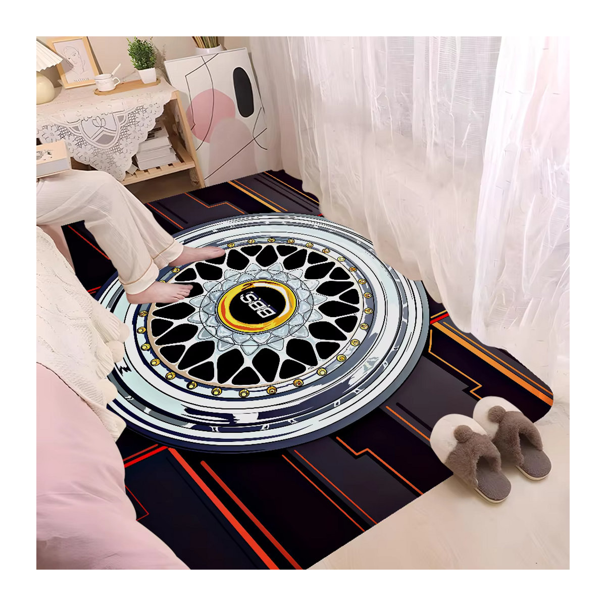 BBS Rutschfeste und waschbare Raummatte in Mehrfarbig mit Print für Wohnzimmer, Küche und Sofa - Bild 5