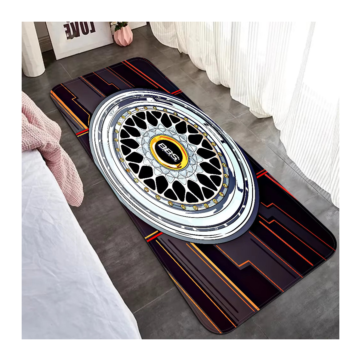 BBS Rutschfeste und waschbare Raummatte in Mehrfarbig mit Print für Wohnzimmer, Küche und Sofa - Bild 6