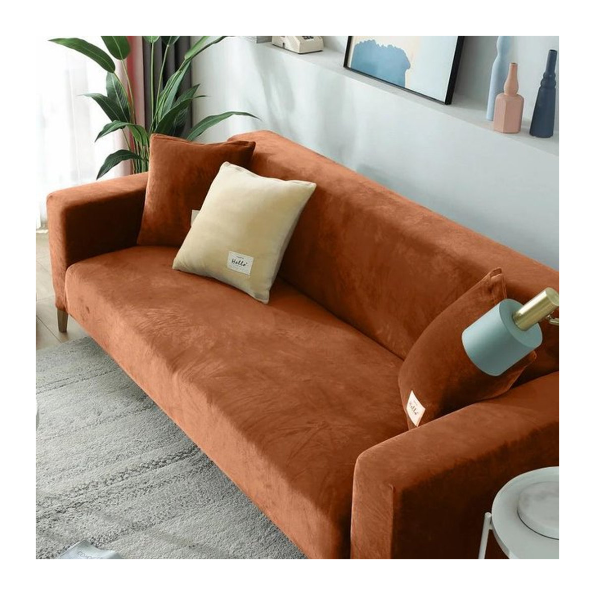 BC-Warm Home Elastischer Sofabezug aus Samt für 1 Sitzplatz, Schwarz, Breite: 90-140 cm - Bild 1