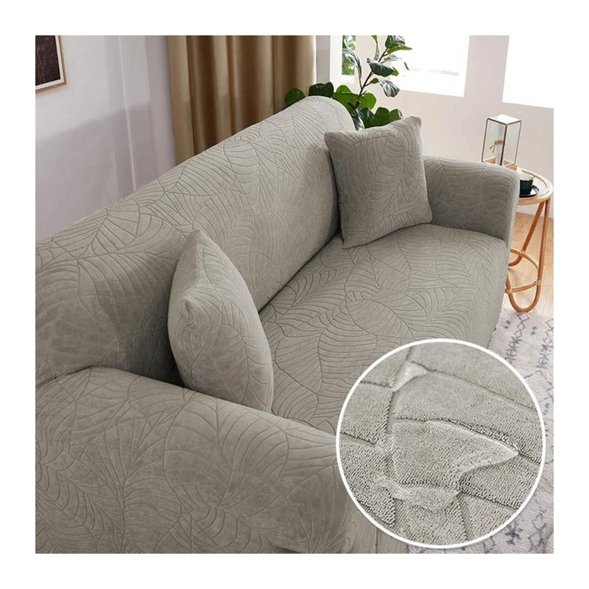 BC-Warm Home Jacquard-Sofabezug für 3-Sitzer, elastisch und wasserdicht, grau, Breite: 190-230 cm - Bild 1