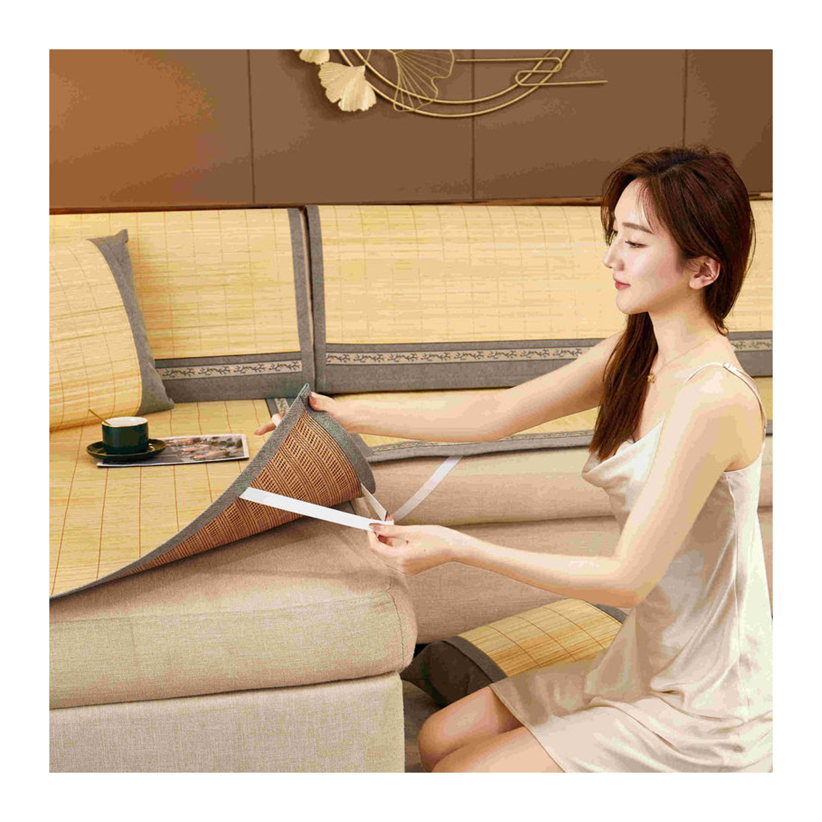 BC-Warm Home Rattan Bambusmatte als kühler Sofabezug für den Sommer in den Breiten 60 bis 120 cm - Bild 4
