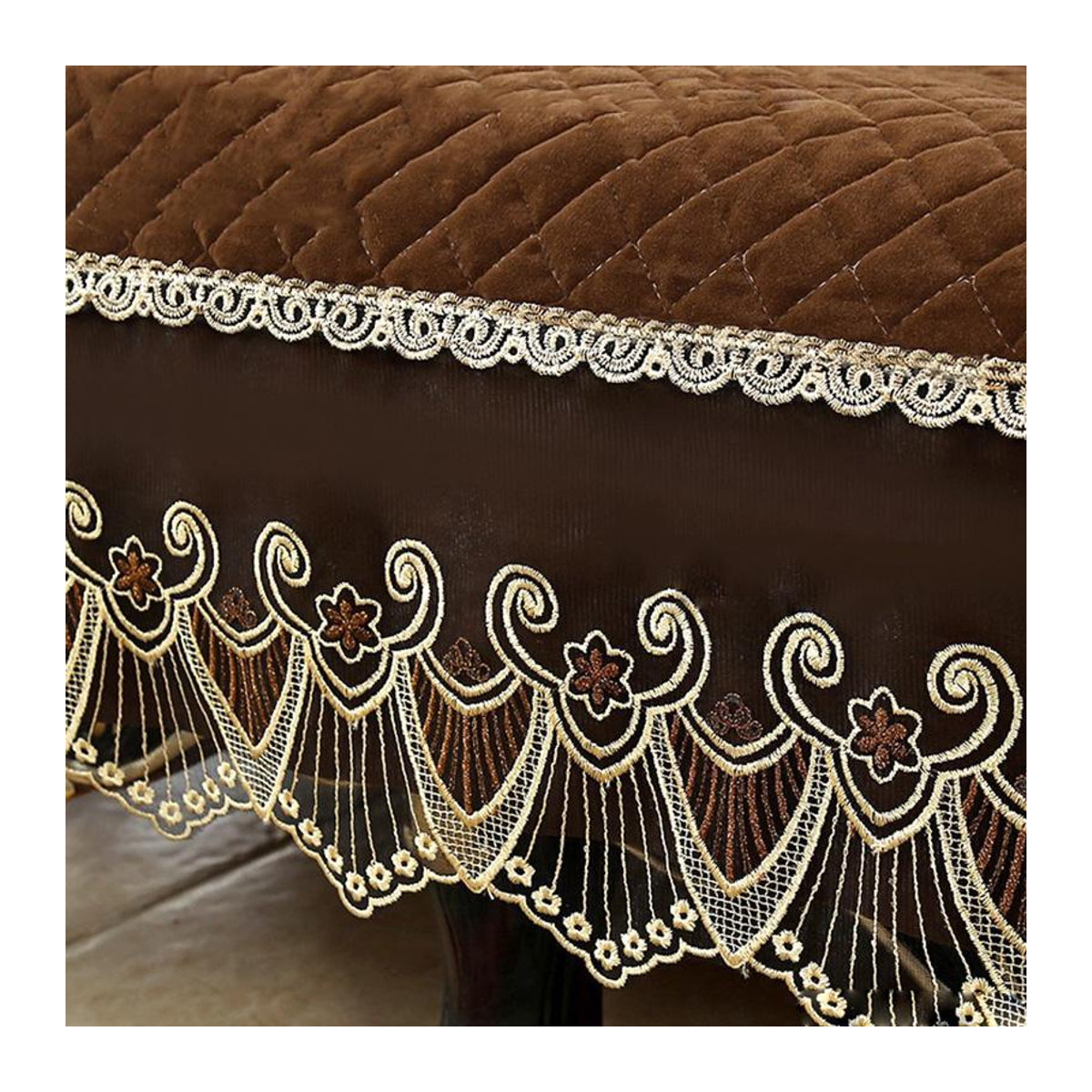 BC-Warm Home Sofabezug mit Spitze in Braun als rutschfester Überwurf für dein Sofa, B/H: 50 x 60 cm - Bild 4