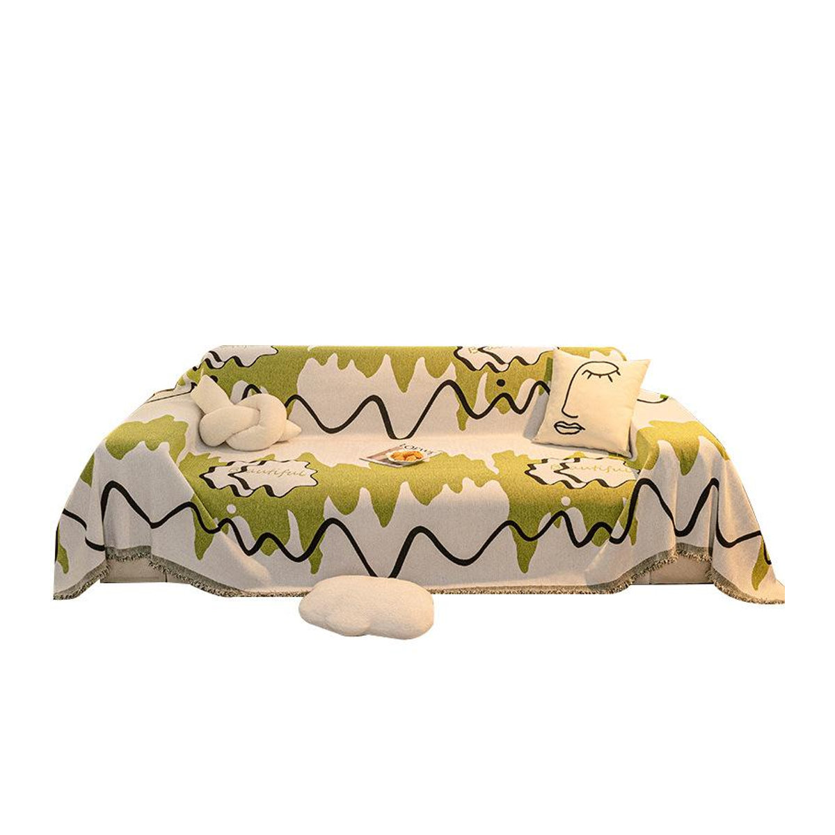 BC-Warm Home Universal Sofa Überwurf aus Chenille in Grün, B/B: 180 x 130 cm - Bild 1