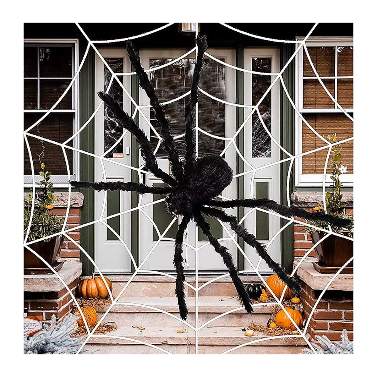 Beängstigende Riesen Spinne mit Spinnennetz in Schwarz für deine Halloween Dekoration im Innen- und Außenbereich - Bild 2
