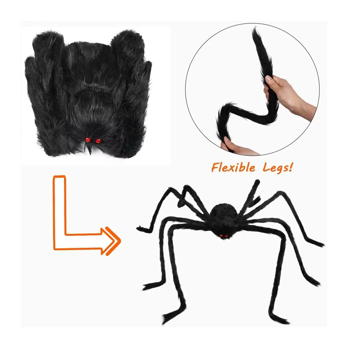 Beängstigende Riesen Spinne mit Spinnennetz in Schwarz für deine Halloween Dekoration im Innen- und Außenbereich - Bild 5