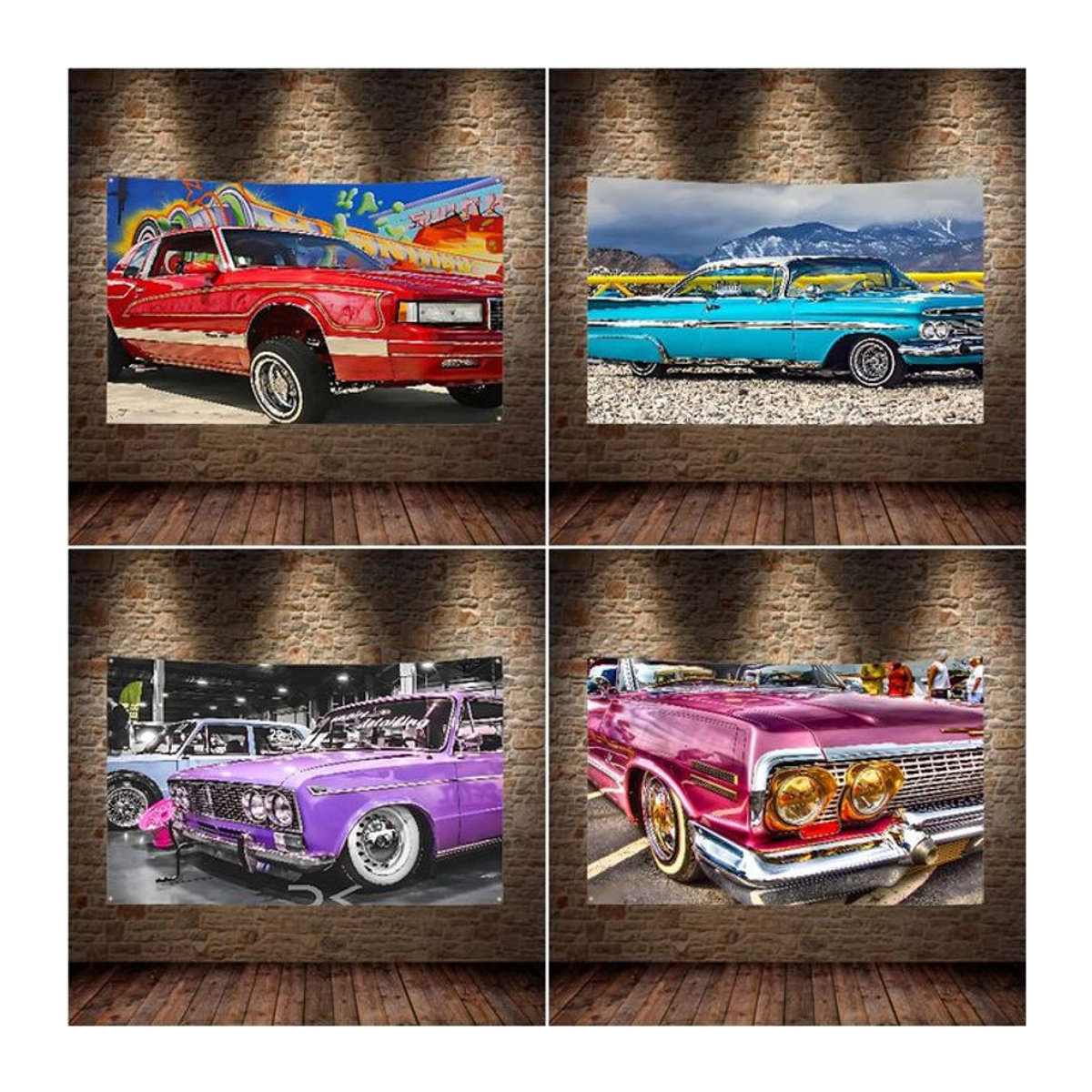 Beast Kingdom Lowrider Flagge als Wandteppich in Vintage-Optik, mehrfarbig, rechteckig - Bild 1