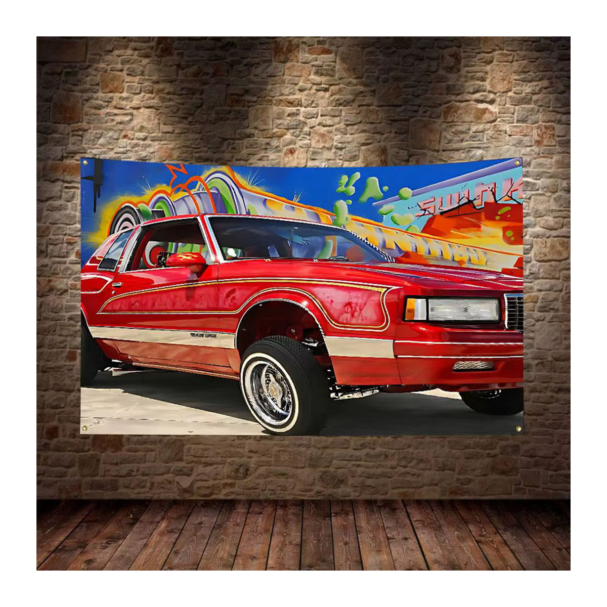 Beast Kingdom Lowrider Flagge als Wandteppich in Vintage-Optik, mehrfarbig, rechteckig - Bild 2