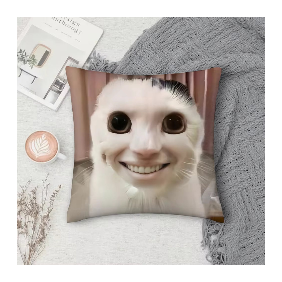 Beast Kingdom Lustiger Katzen Meme Kissenbezug aus Plüsch, Mehrfarbig - Bild 3