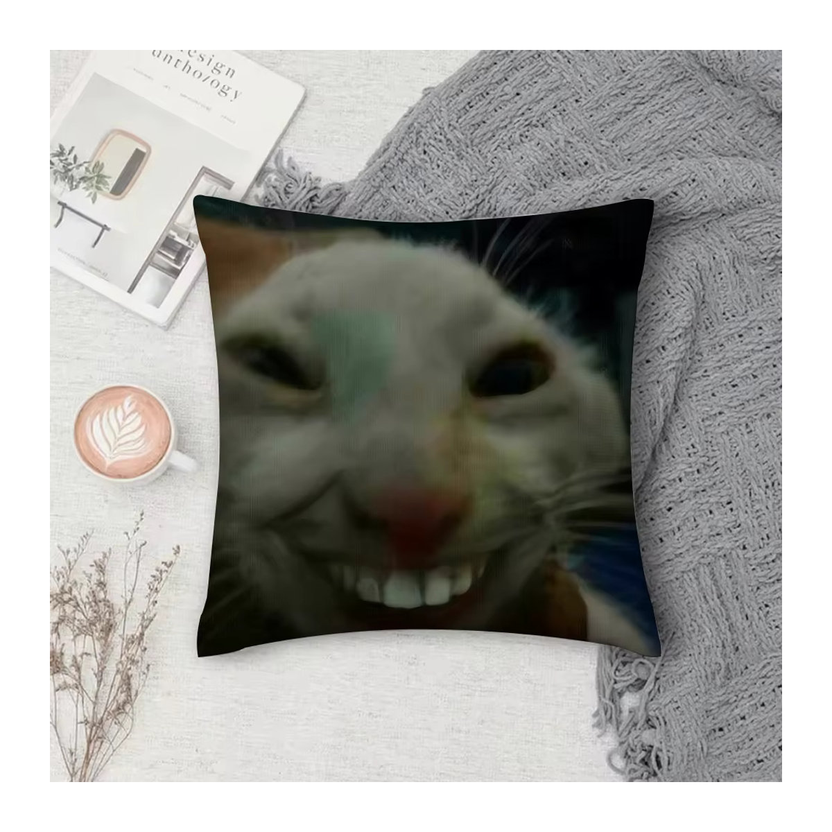 Beast Kingdom Lustiger Katzen Meme Kissenbezug aus Plüsch, Mehrfarbig - Bild 4