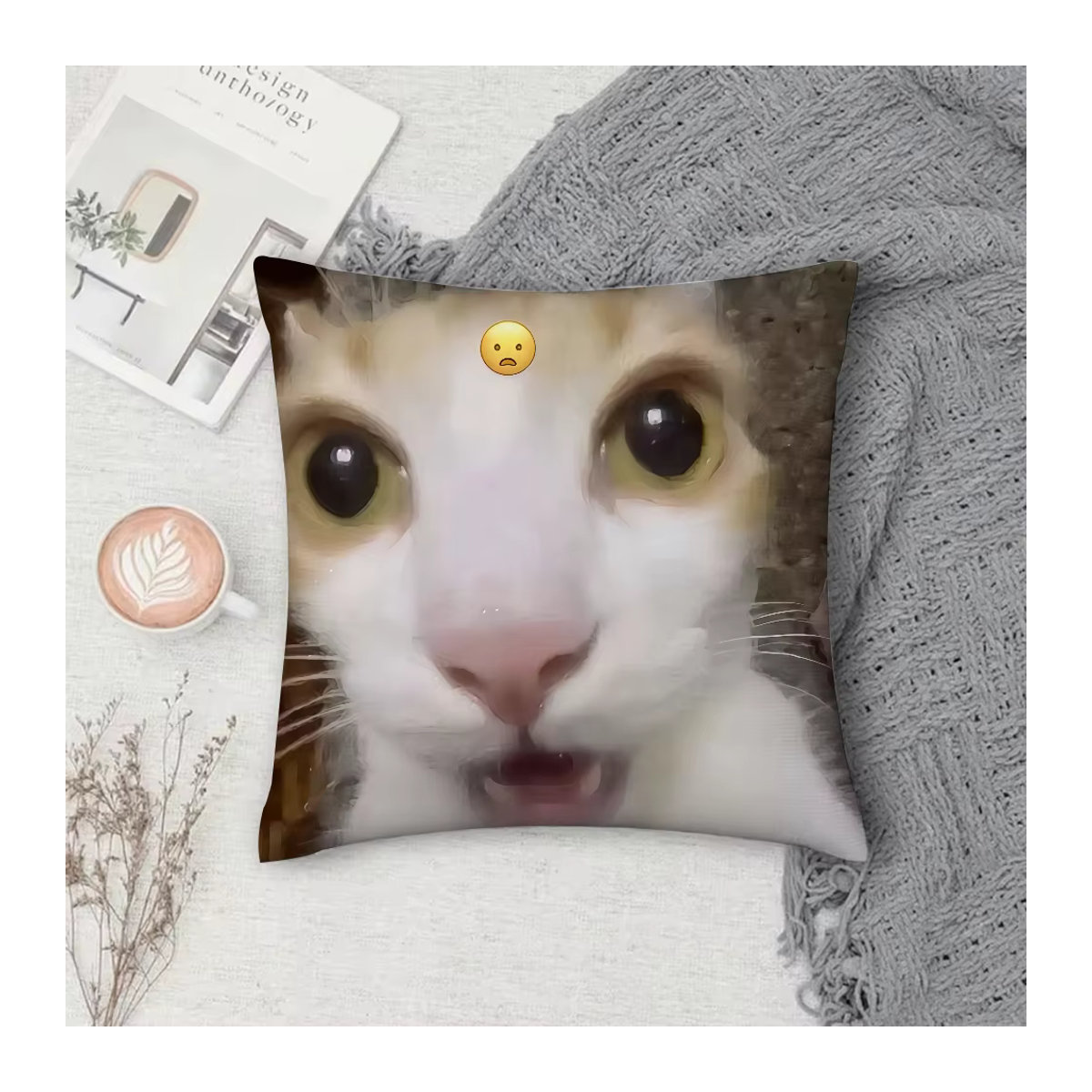 Beast Kingdom Lustiger Katzen Meme Kissenbezug aus Plüsch, Mehrfarbig - Bild 5