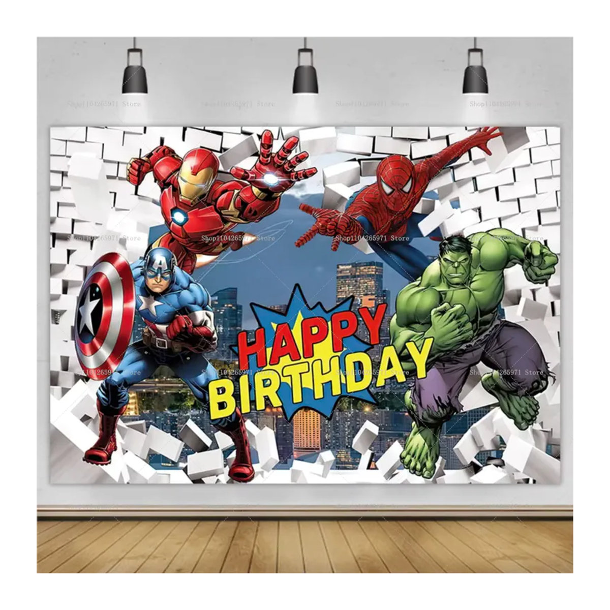 Beast Kingdom Marvel Avengers Hintergrundbanner Superhelden-Team mehrfarbig B: 150 cm, H: 150 cm - Bild 1