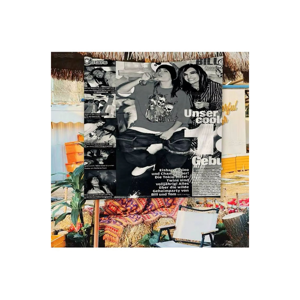 Beast Kingdom Tom Kaulitz Tokio Hotel Cartoon-Wandbehang als mehrfarbige Textil-Flagge mit Schnur - Bild 6