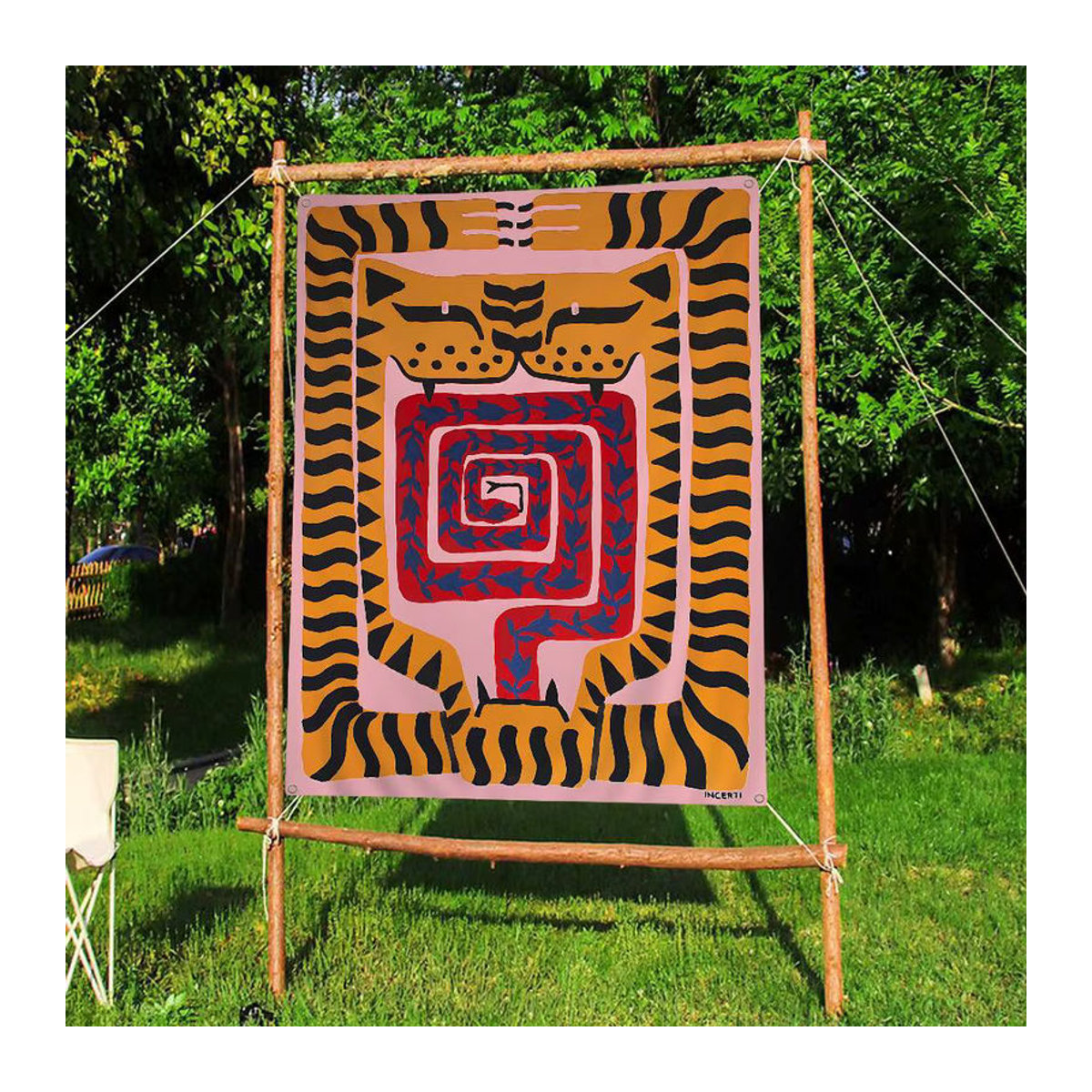 BEAST KINGDOM Wandbanner mit abstraktem Tiger- und Leopard-Tierprint in Mehrfarbig, Textil, H: 70 cm, B: 50 cm - Bild 2