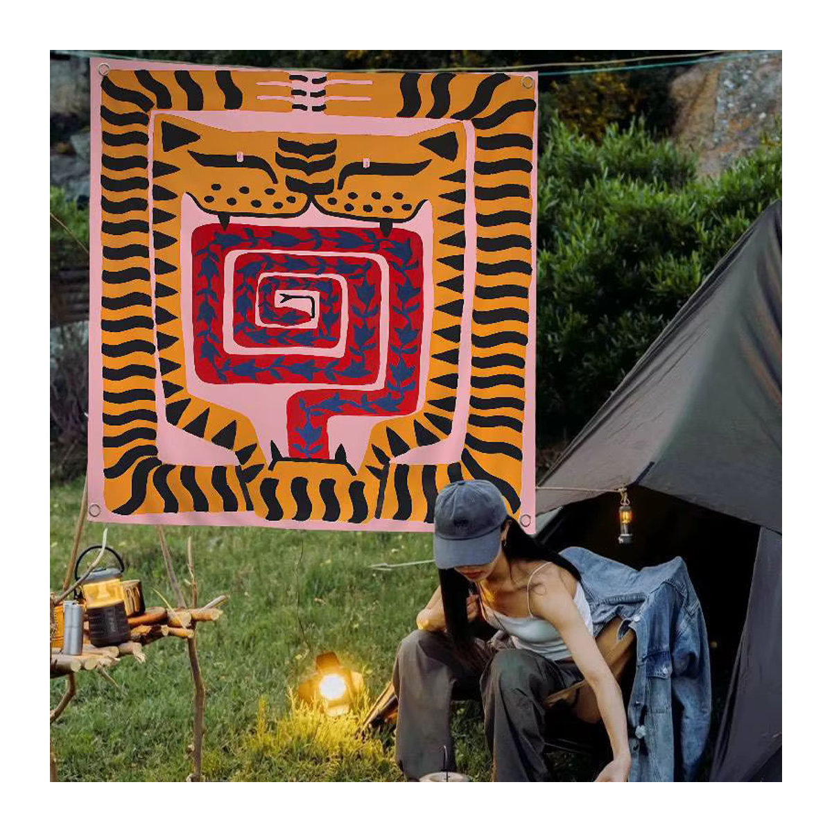 BEAST KINGDOM Wandbanner mit abstraktem Tiger- und Leopard-Tierprint in Mehrfarbig, Textil, H: 70 cm, B: 50 cm - Bild 5