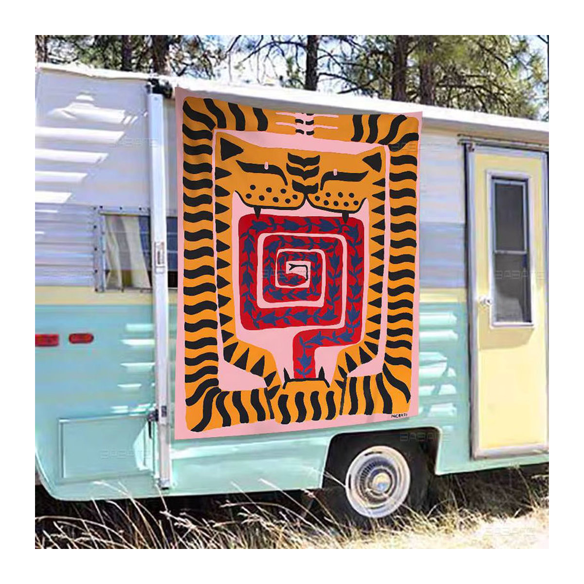 BEAST KINGDOM Wandbanner mit abstraktem Tiger- und Leopard-Tierprint in Mehrfarbig, Textil, H: 70 cm, B: 50 cm - Bild 6