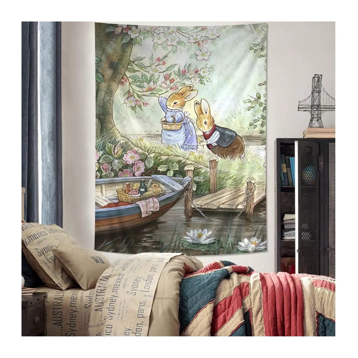 Beatrix Potter Wandbehang mit floraler Illustration im Vintage-Stil, mehrfarbig, rechteckig - Bild 3