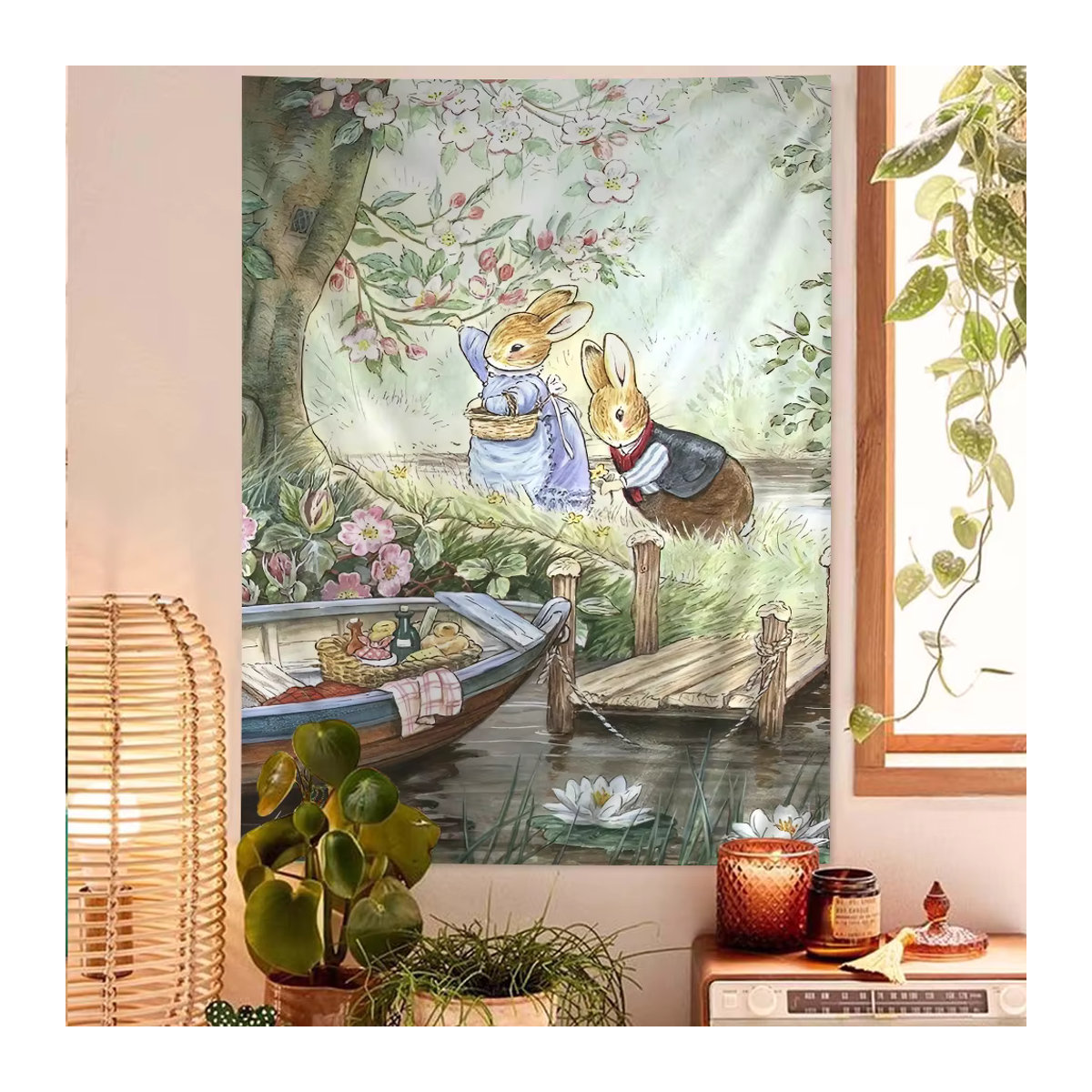 Beatrix Potter Wandbehang mit floraler Illustration im Vintage-Stil, mehrfarbig, rechteckig - Bild 4
