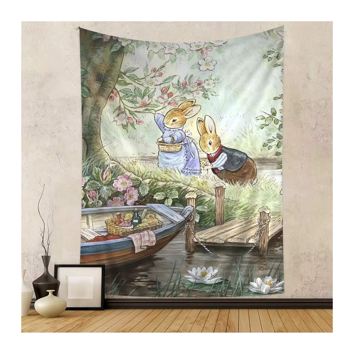 Beatrix Potter Wandbehang mit floraler Illustration im Vintage-Stil, mehrfarbig, rechteckig - Bild 6