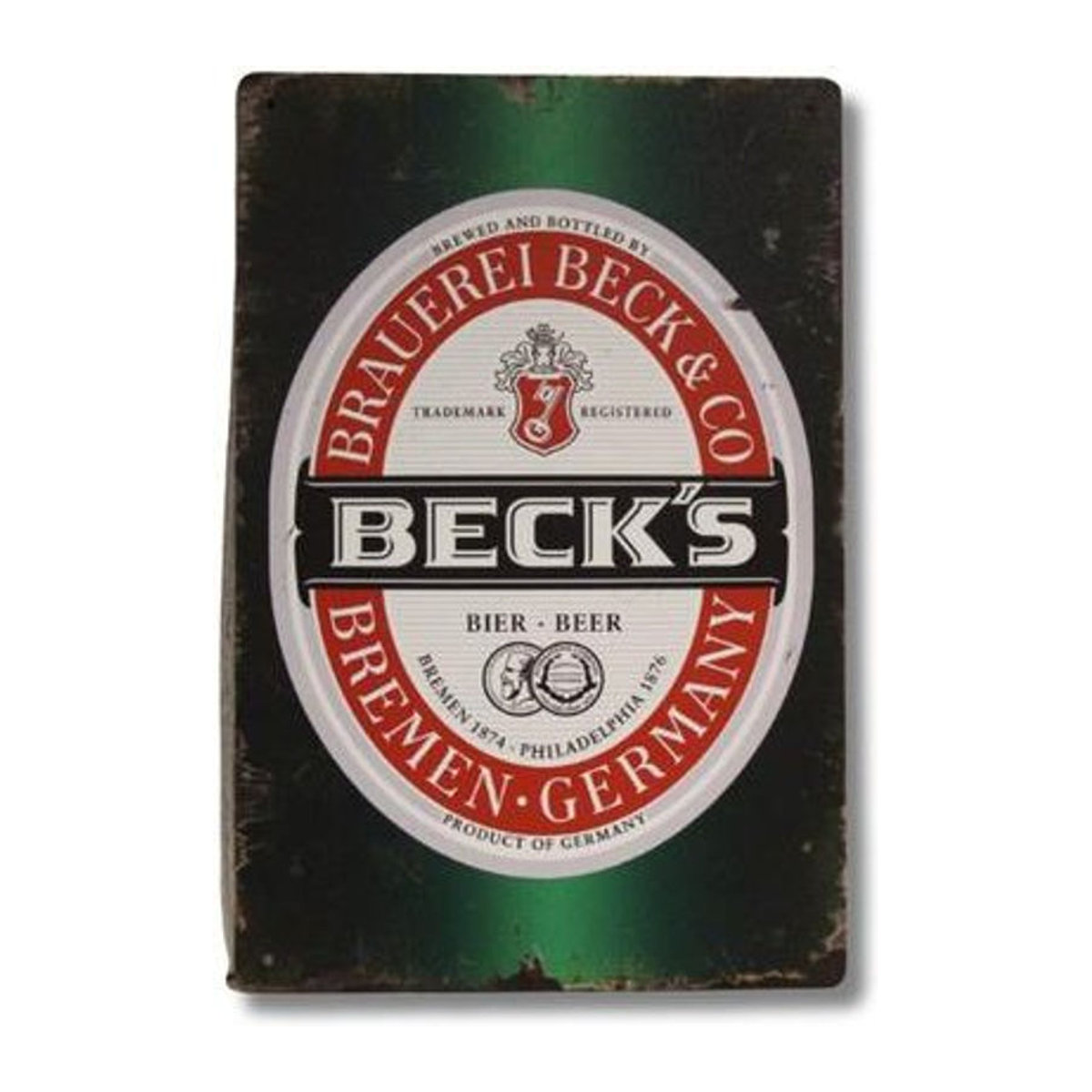 Beck's Beer Blechschild in Vintage-Look, mehrfarbig, Metall, rechteckig, Breite: 20 cm, Höhe: 14 cm - Bild 1