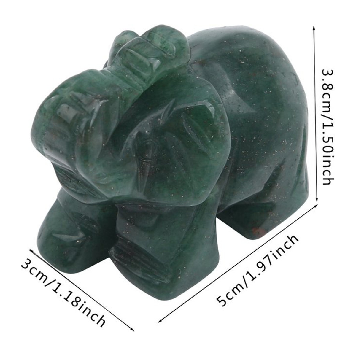 Beeinch Glückselefant aus grünem Aventurin als Feng Shui Statue und Dekorationsobjekt - Bild 1