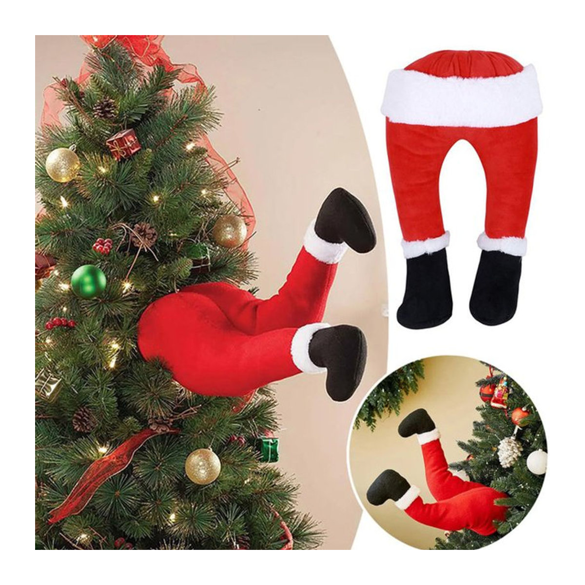 Beeinch Weihnachtsmann Beindekoration Rot aus Textil als hängendes Weihnachtsornament für den Kamin oder den Weihnachtsbaum - Bild 1