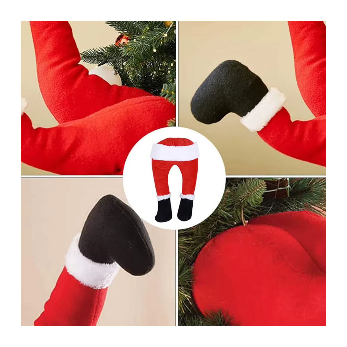 Beeinch Weihnachtsmann Beindekoration Rot aus Textil als hängendes Weihnachtsornament für den Kamin oder den Weihnachtsbaum - Bild 5