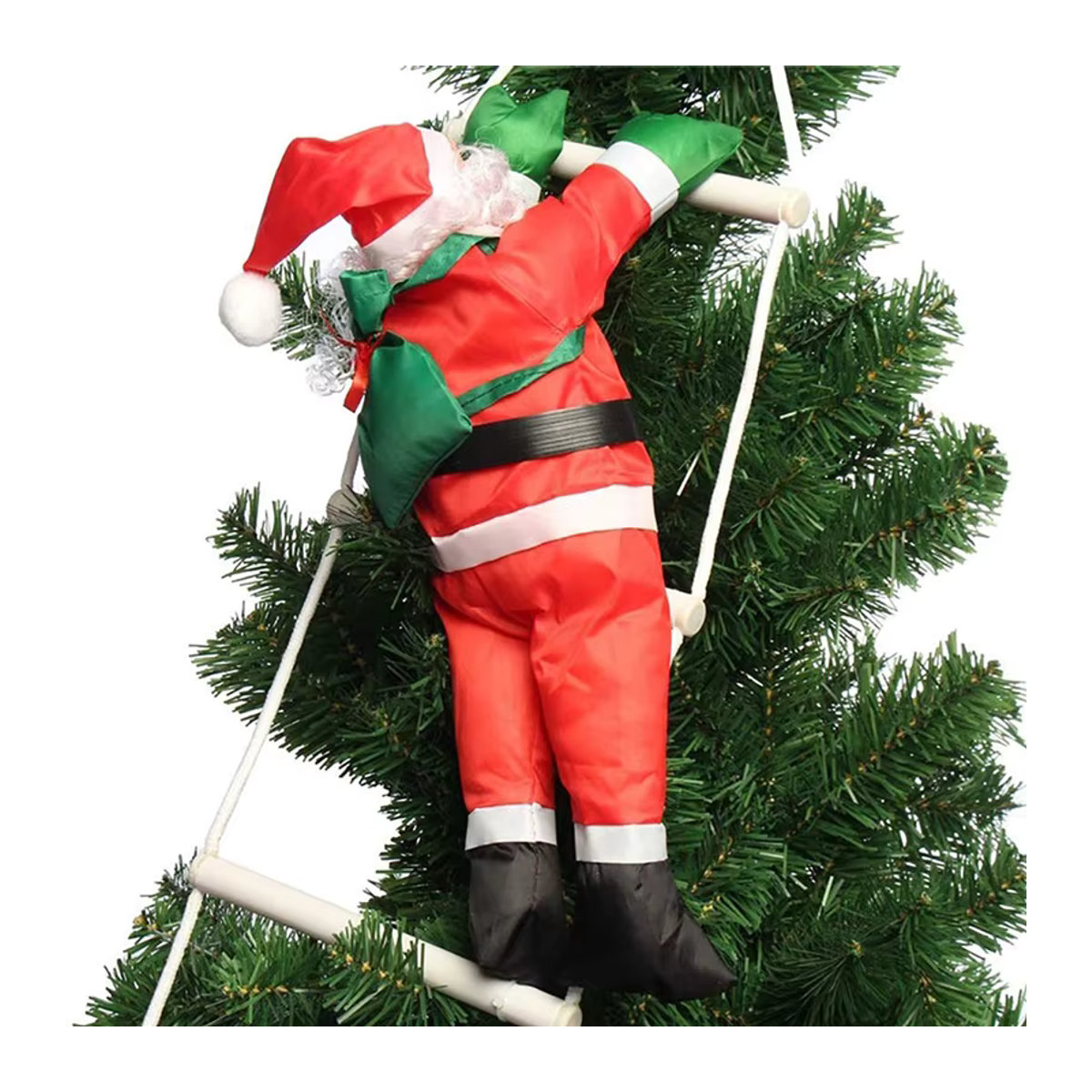 Beeinch Weihnachtsmann Hängeornament mit Kletterleiter aus Textil in Rot - Bild 3