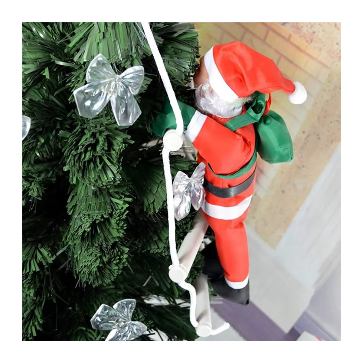 Beeinch Weihnachtsmann Hängeornament mit Kletterleiter aus Textil in Rot - Bild 4