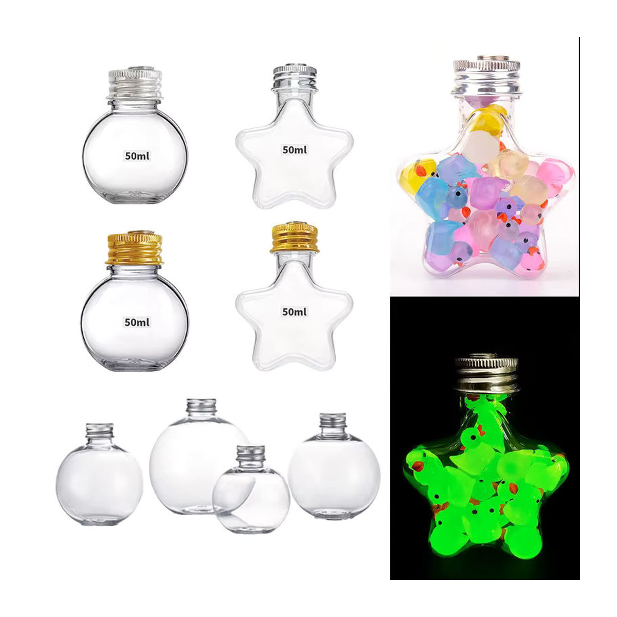 Befüllbare runde Weihnachtskugel aus Glas in Transparent und Gold als hängendes Hängeornament für die Weihnachtsdekoration - Bild 1